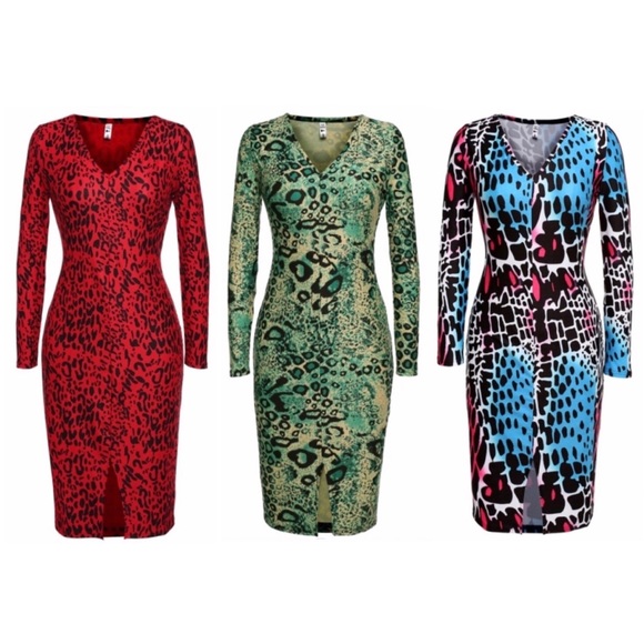 Cheetah Long Sleeve Dress - Picture 2 of 9